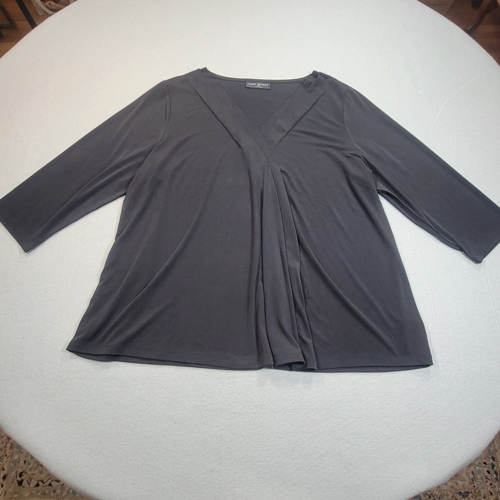 Lane Bryant Black Surplice Blouse‎ Stretch Knit 3/4 Sleeve Women's Size 18/20